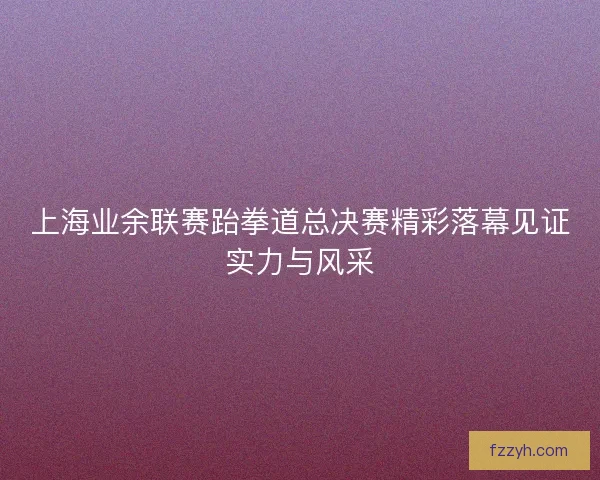上海业余联赛跆拳道总决赛精彩落幕见证实力与风采
