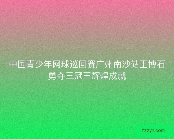 中国青少年网球巡回赛广州南沙站王博石勇夺三冠王辉煌成就