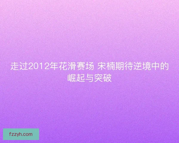 走过2012年花滑赛场 宋楠期待逆境中的崛起与突破